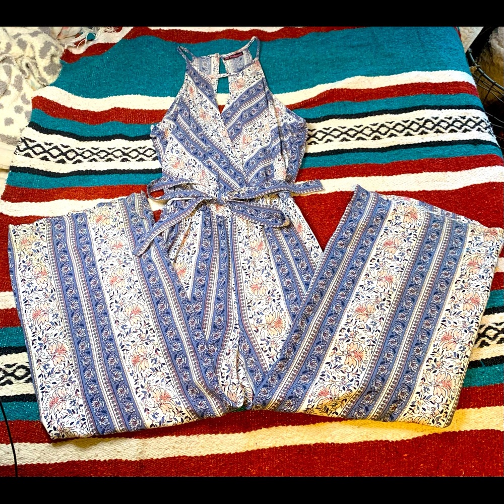 Joe Benbasset XS Floral Jumpsuit w/ Tie Belt